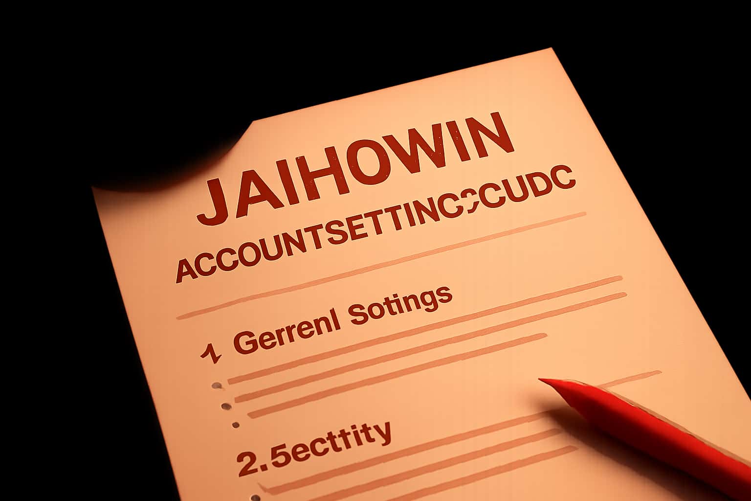 An informational scene depicting account settings for Jaihowin in a clean and modern design.