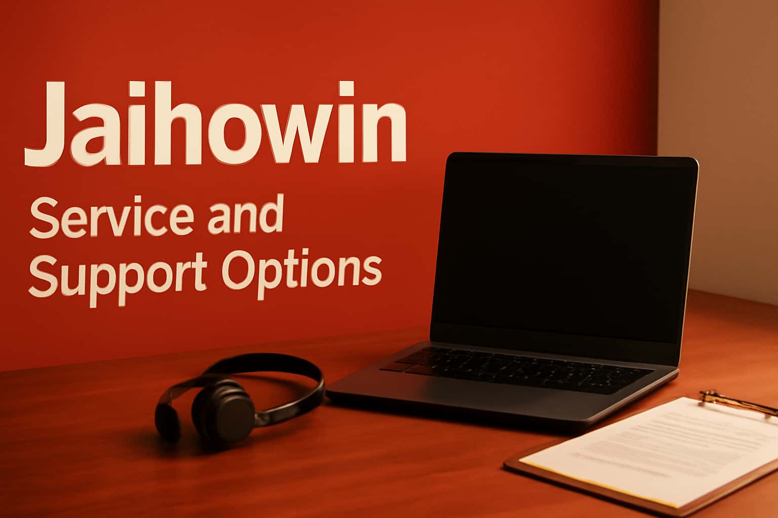An informational graphic depicting Jaihowin Service and Support Options with a high-tech aesthetic.